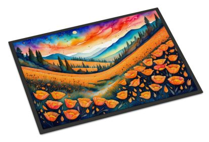 NEW California Poppies in Color Doormat Front Door Mat Indoor Outdoor Rugs for Entryway, Non Slip Washable Low Pile, 18H X 27W