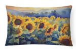 Flowers in Watercolor Throw Pillow Throw Pillow for Indoor Couch Bed Outdoor Patio Washable, Sunflowers 1614,12Hx16W