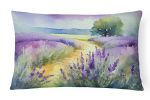 Flowers in Watercolor Throw Pillow Throw Pillow for Indoor Couch Bed Outdoor Patio Washable, Lavender 1582,12Hx16W