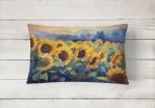 Flowers in Watercolor Throw Pillow Throw Pillow for Indoor Couch Bed Outdoor Patio Washable, Sunflowers 1614,12Hx16W