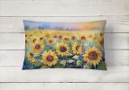 Flowers in Watercolor Throw Pillow Throw Pillow for Indoor Couch Bed Outdoor Patio Washable, Sunflowers 1617,12Hx16W