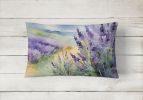 Flowers in Watercolor Throw Pillow Throw Pillow for Indoor Couch Bed Outdoor Patio Washable, Lavender 1583,12Hx16W