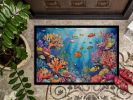 Coral and Fish Doormat Front Door Mat Indoor Outdoor Rugs for Entryway, Non Slip Washable Low Pile, 24H X 36W