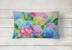 Flowers in Watercolor Throw Pillow Throw Pillow for Indoor Couch Bed Outdoor Patio Washable, Hydrangeas 1577,12Hx16W