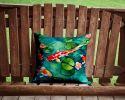 Koi Fish Throw Pillow Machine Washable, Indoor Outdoor Decorative Pillow for Couch, Bed or Patio, 14Hx14W
