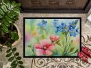 Alaska Forget-me-nots in Watercolor Doormat Front Door Mat Indoor Outdoor Rugs for Entryway, Non Slip Washable Low Pile, 24H X 36W