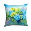 Hydrangeas in Watercolor Throw Pillow Machine Washable, Indoor Outdoor Decorative Pillow for Couch, Bed or Patio, 18Hx18W