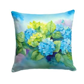 Hydrangeas in Watercolor Throw Pillow Machine Washable, Indoor Outdoor Decorative Pillow for Couch, Bed or Patio, 18Hx18W (Default: Default)
