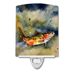 NEW Brook Trout Ceramic Night Light Compact, UL-Certified, Ideal for Bedroom, Bathroom, Nursery, Hallway, Kitchen, 6x4x3, Multicolor (Default: Default)