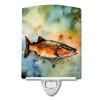 NEW Brown Trout Ceramic Night Light Compact, UL-Certified, Ideal for Bedroom, Bathroom, Nursery, Hallway, Kitchen, 6x4x3, Multicolor