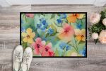 NEW Alaska Forget-me-nots in Watercolor Doormat Front Door Mat Indoor Outdoor Rugs for Entryway, Non Slip Washable Low Pile, 18H X 27W