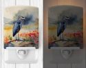 NEW Blue Heron Ceramic Night Light Compact, UL-Certified, Ideal for Bedroom, Bathroom, Nursery, Hallway, Kitchen, 6x4x3, Multicolor